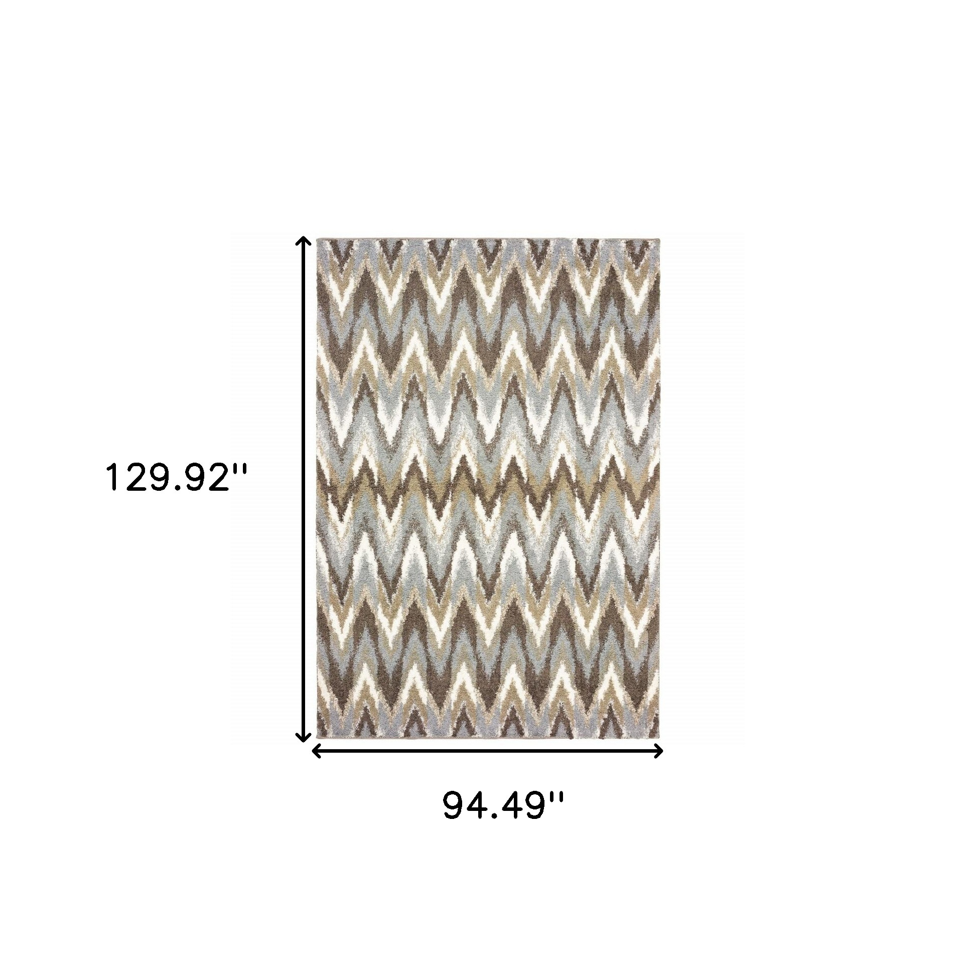 8" X 11" Gray And Taupe Ikat Pattern Area Rug