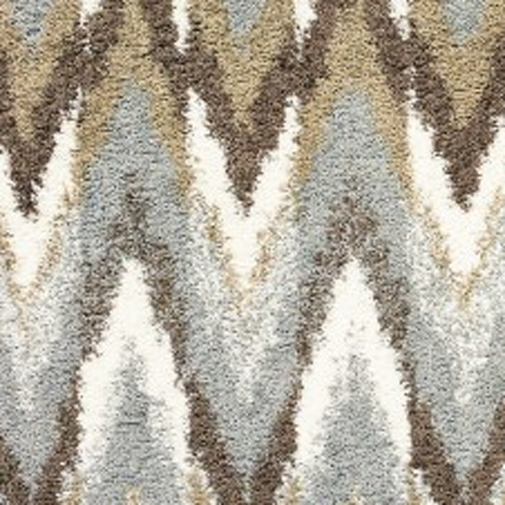 8" X 11" Gray And Taupe Ikat Pattern Area Rug