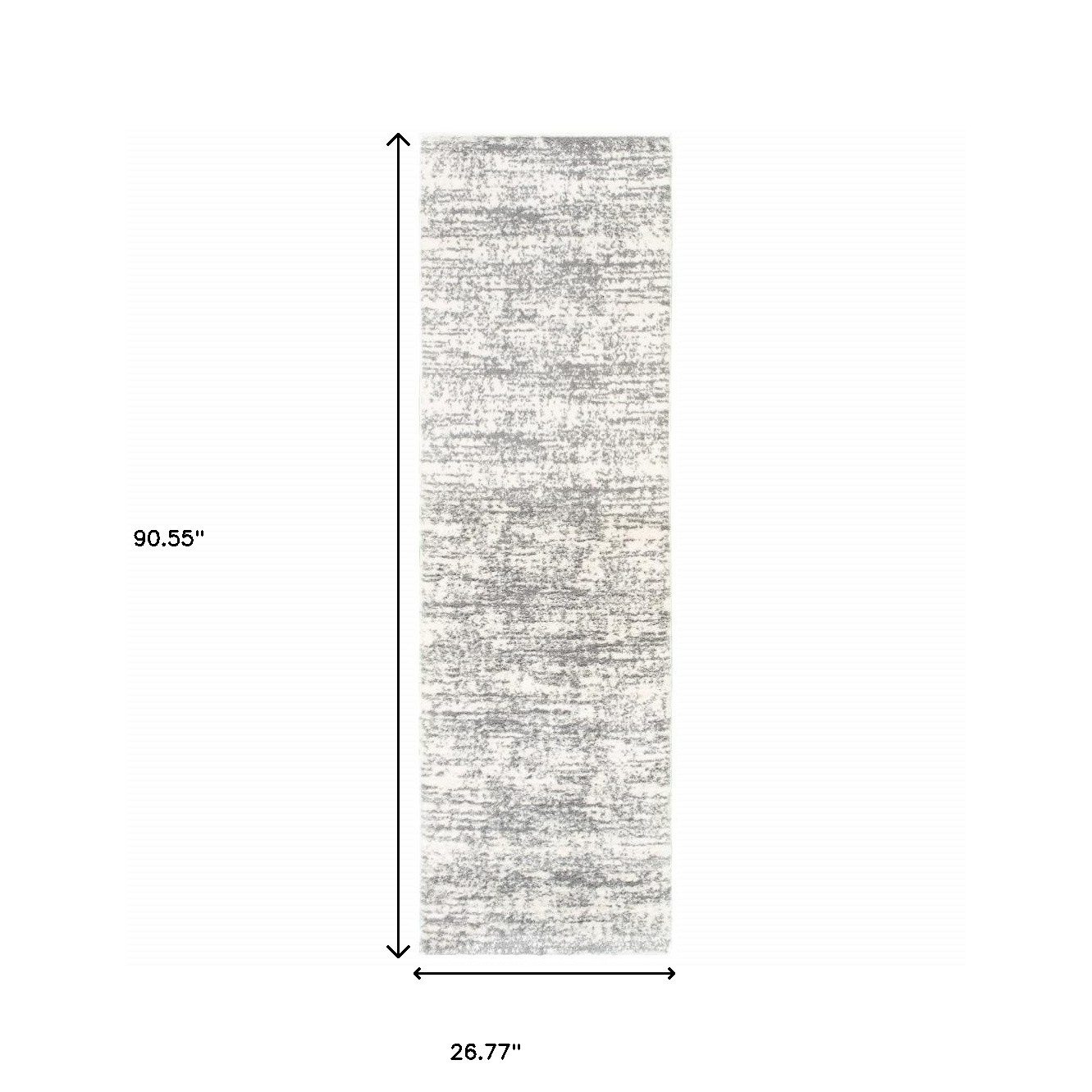 2" X 8" Ivory And Gray Abstract Strokes Runner Rug