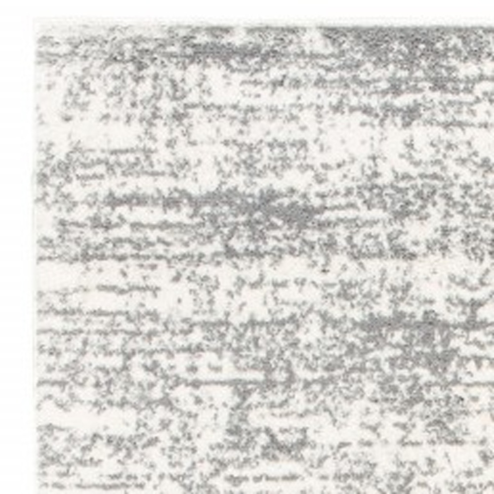 2" X 8" Ivory And Gray Abstract Strokes Runner Rug
