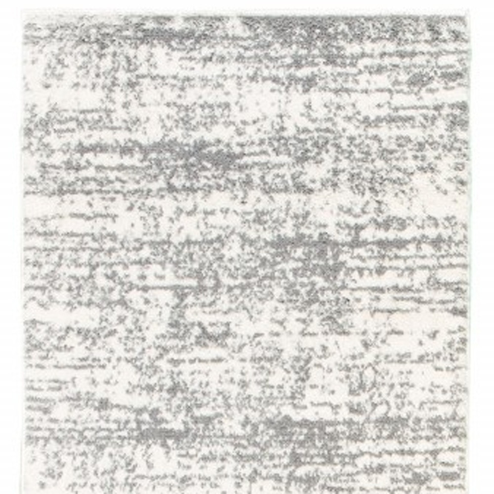 2" X 8" Ivory And Gray Abstract Strokes Runner Rug