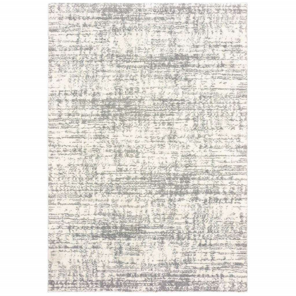 7’X10’ Ivory And Gray Abstract Strokes Area Rug-388853-1