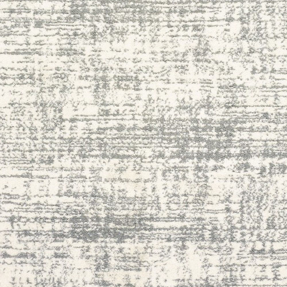 8" X 11" Ivory And Gray Abstract Strokes Area Rug