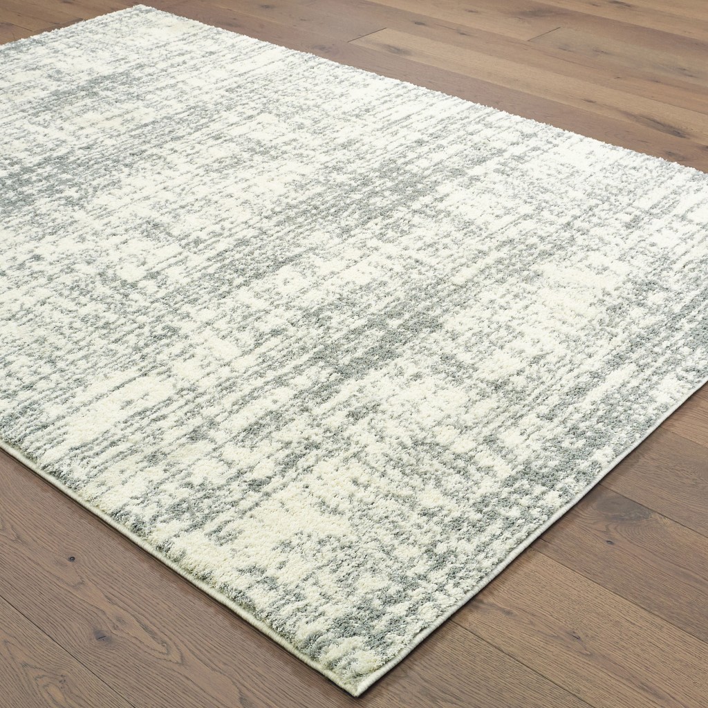 10x13 Ivory and Gray Abstract Strokes Area Rug