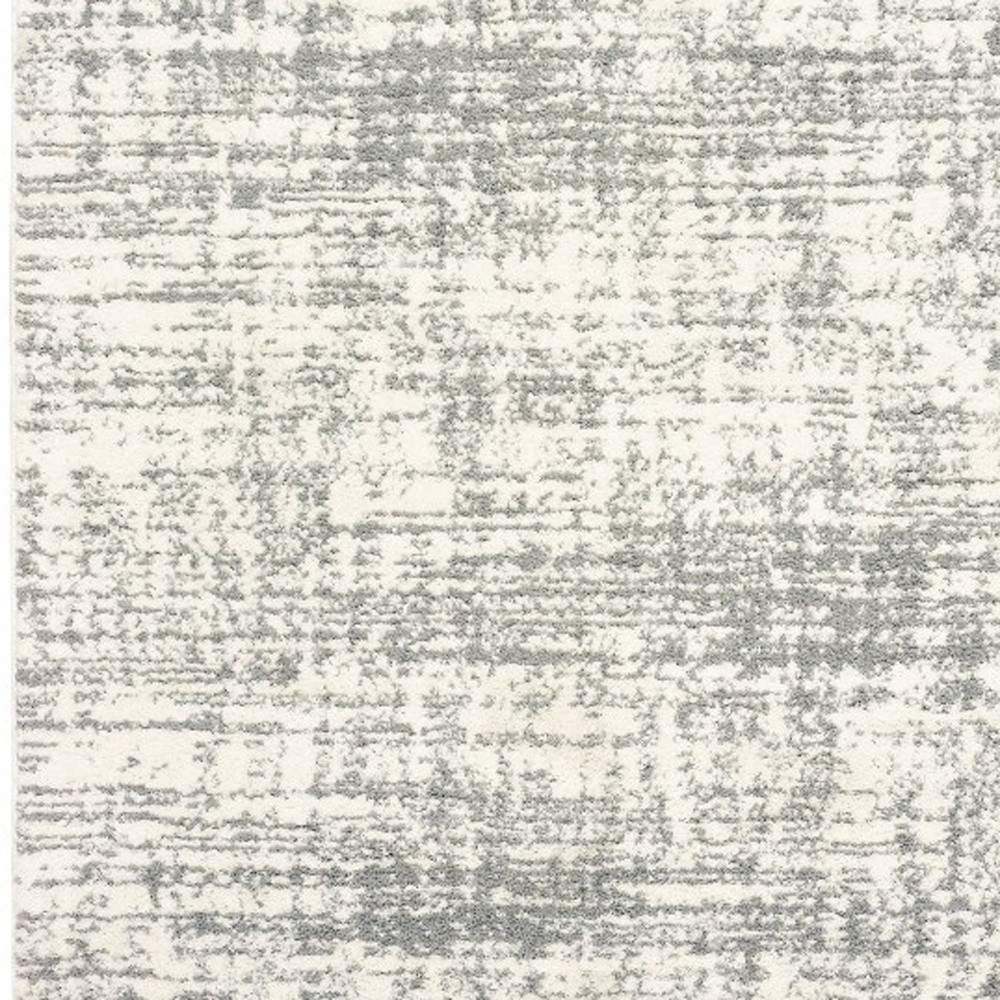 10" X 13" Ivory And Gray Abstract Strokes Area Rug