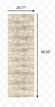2" X 8" Ivory And Gray Abstract Strokes Runner Rug