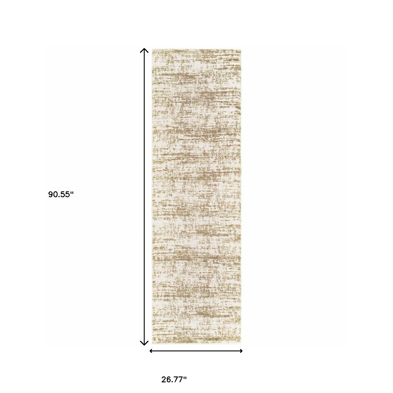 2" X 8" Ivory And Gray Abstract Strokes Runner Rug