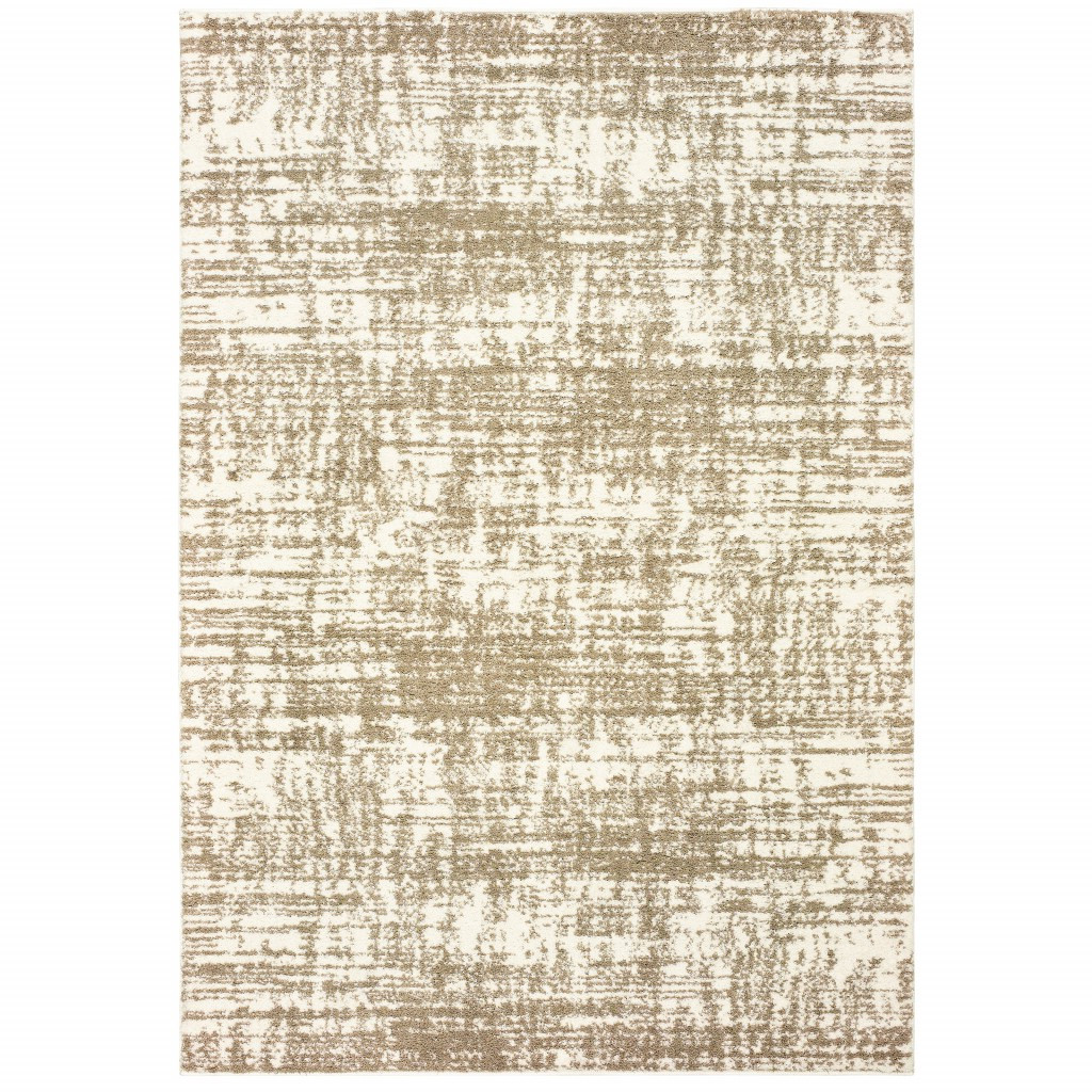 4" X 6" Ivory And Gray Abstract Strokes Area Rug