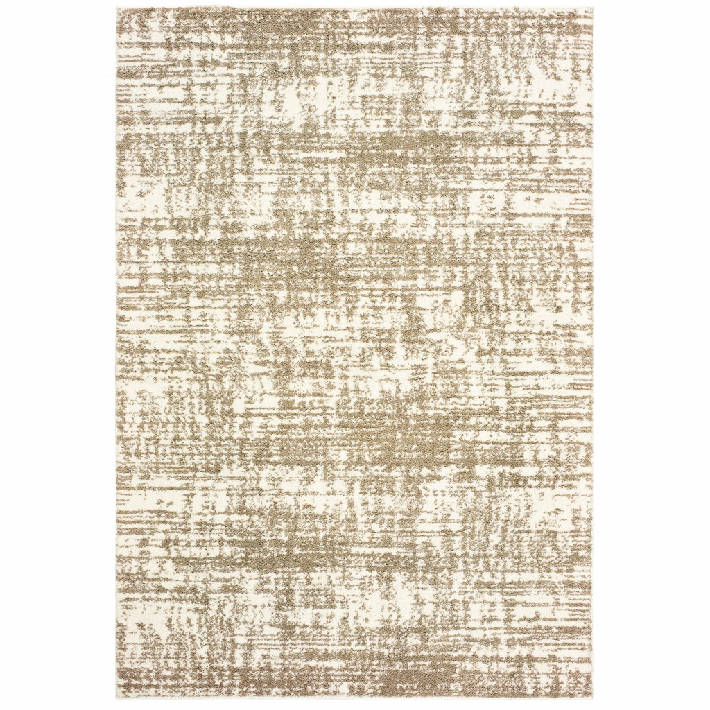 8’X11’ Ivory And Gray Abstract Strokes Area Rug-388860-1