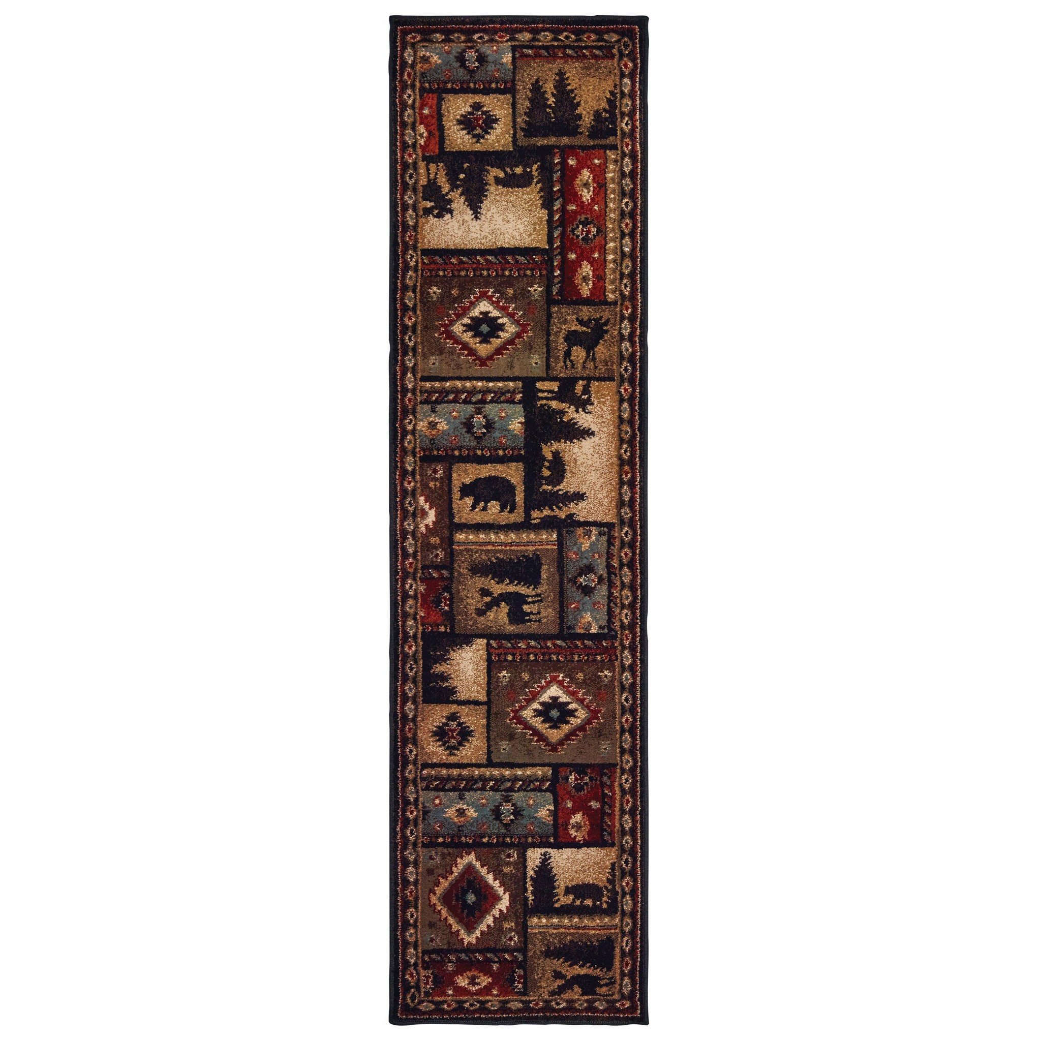 2’X8’ Black And Brown Nature Lodge Runner Rug-388862-1