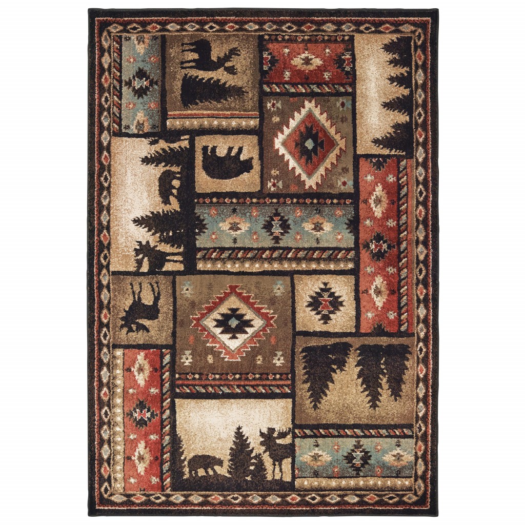 4’X6’ Black And Brown Nature Lodge Area Rug-388863-1