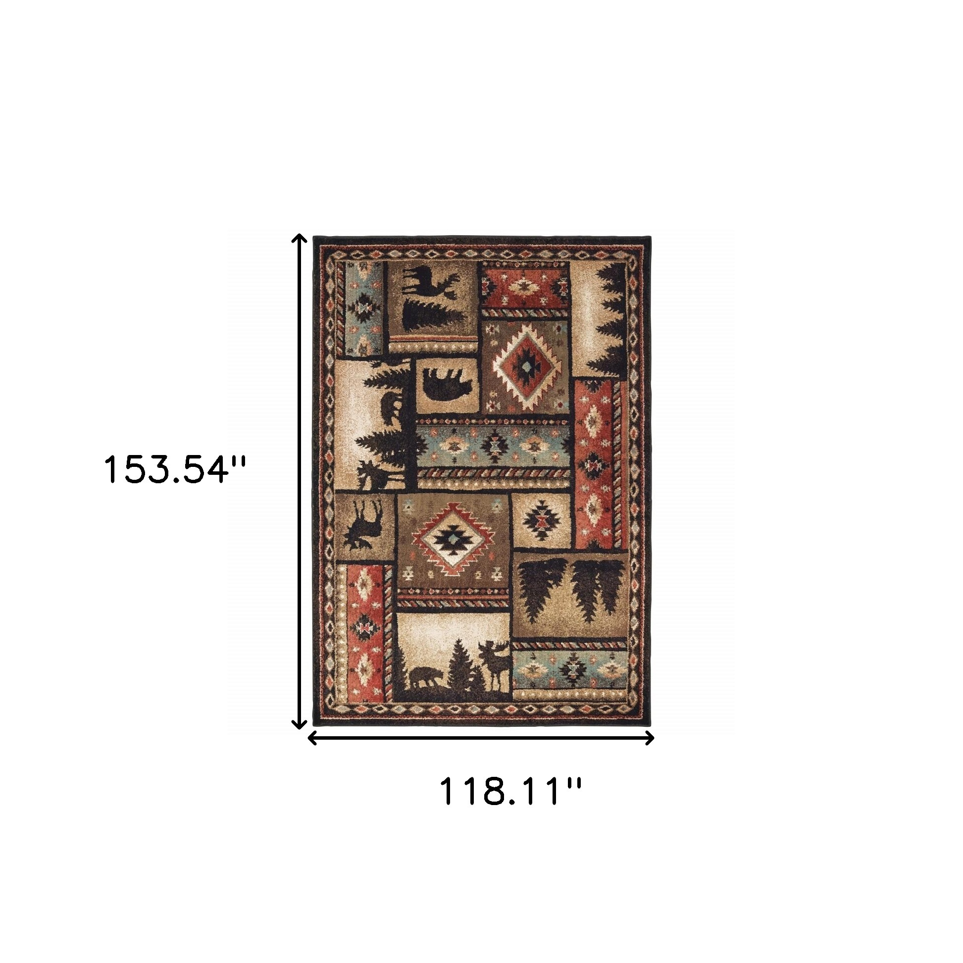 10x13 Black and Brown Nature Lodge Area Rug