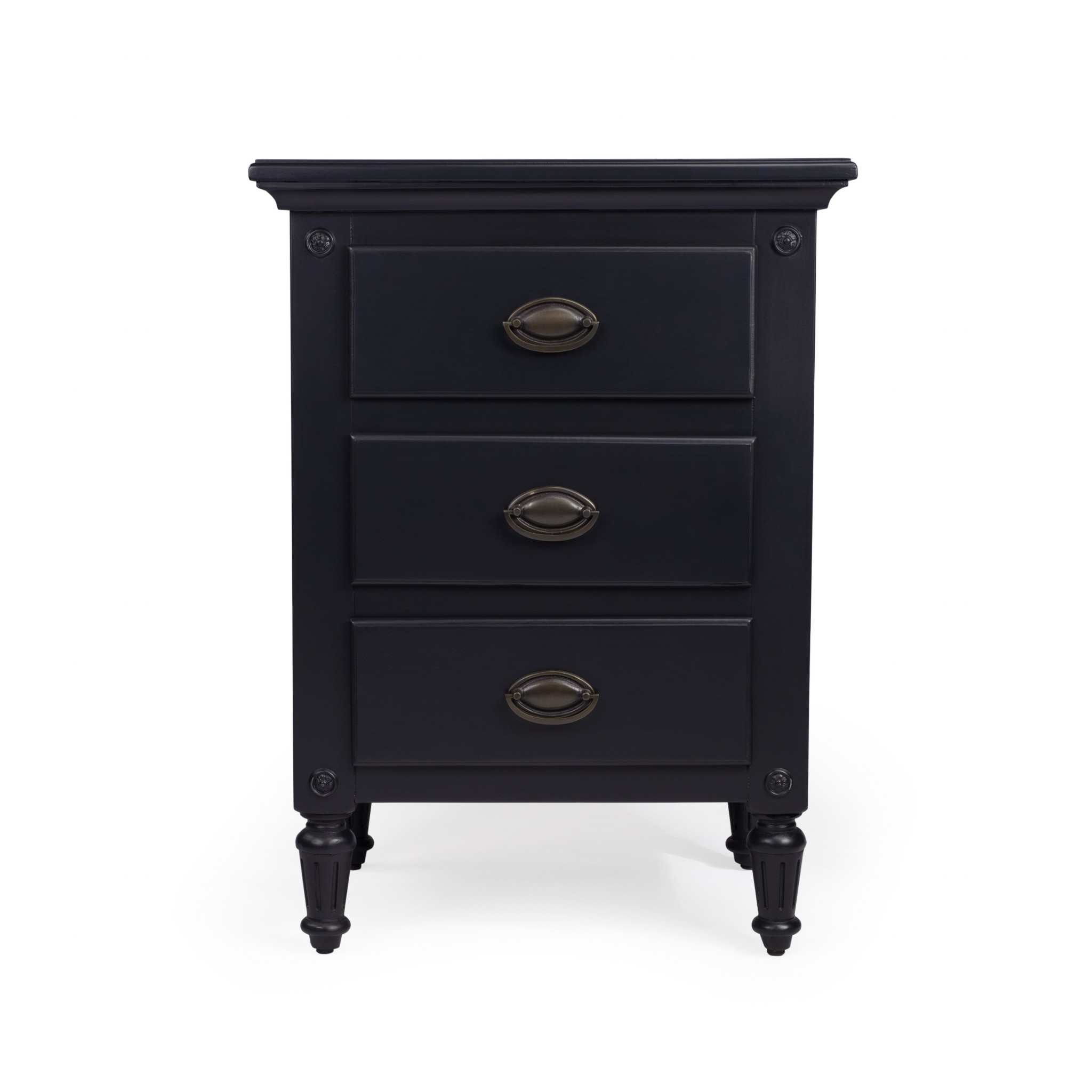 Mahogany Black 3 Drawer Nightstand