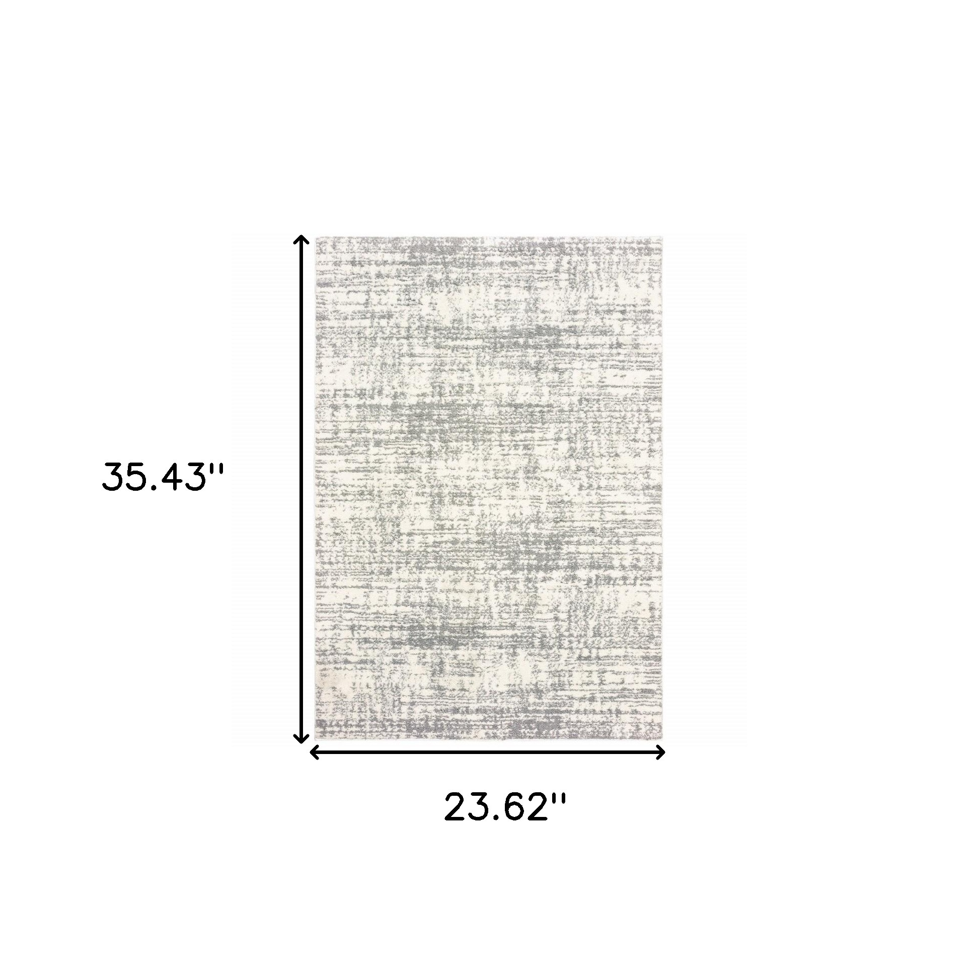 2" X 3" Gray and Ivory Shag Power Loom Area Rug