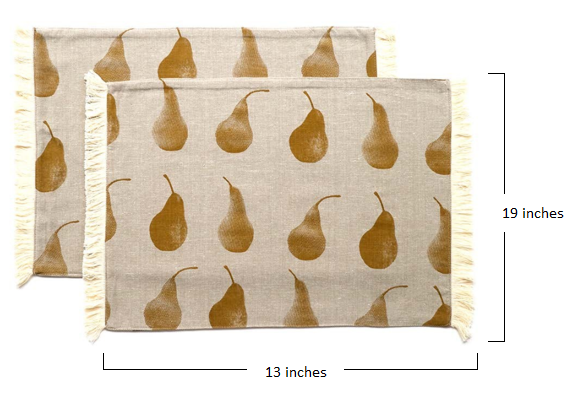 Set of Eight Pale Yellow Pear Pattern Placemats
