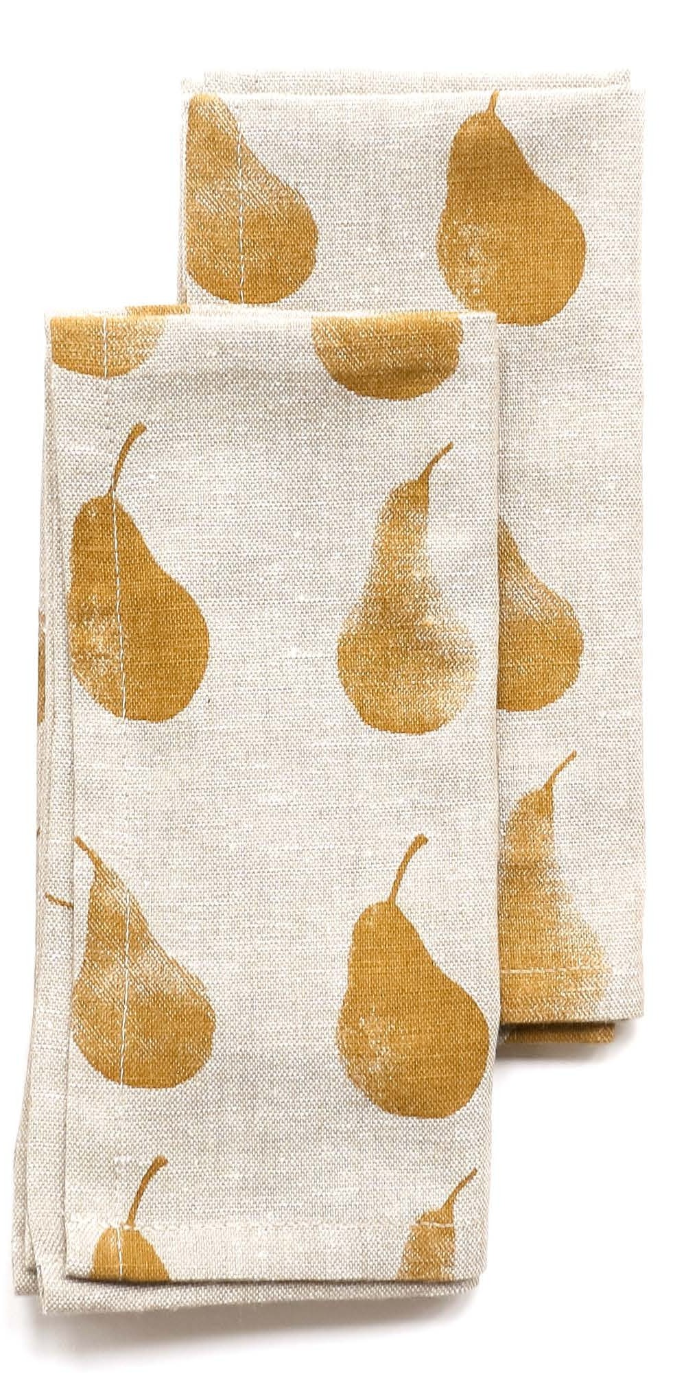 Set of Eight Ochre Pear Pattern Napkins