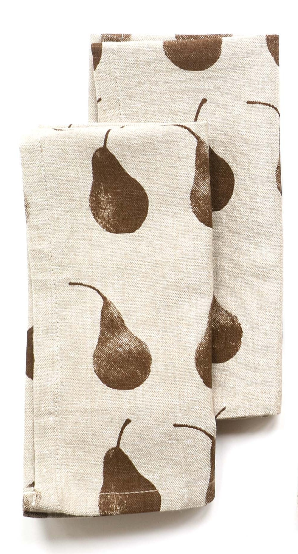 Set of Eight Brown Pear Pattern Napkins