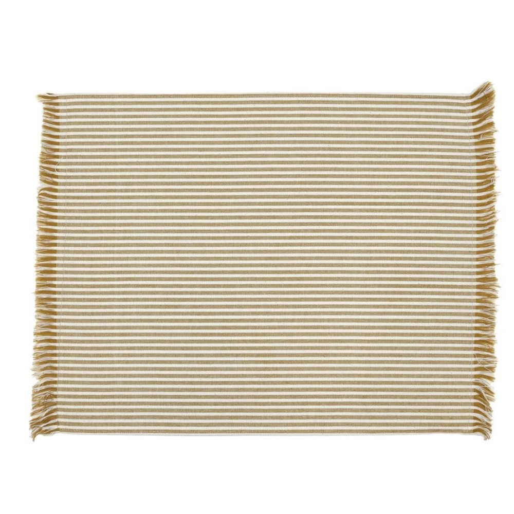 Set of Eight Yellow Ochre Striped Placemats