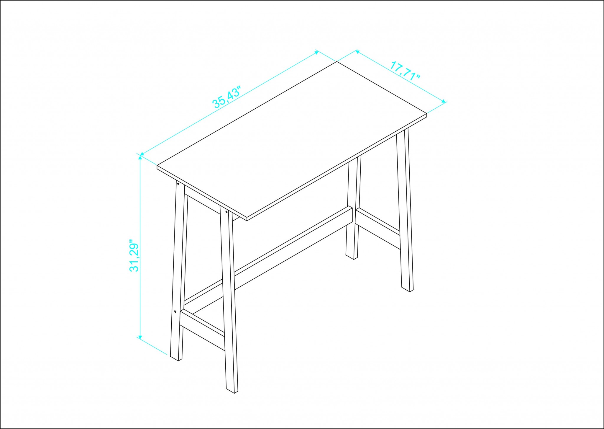 Modern Natural and Black Narrow Table Desk