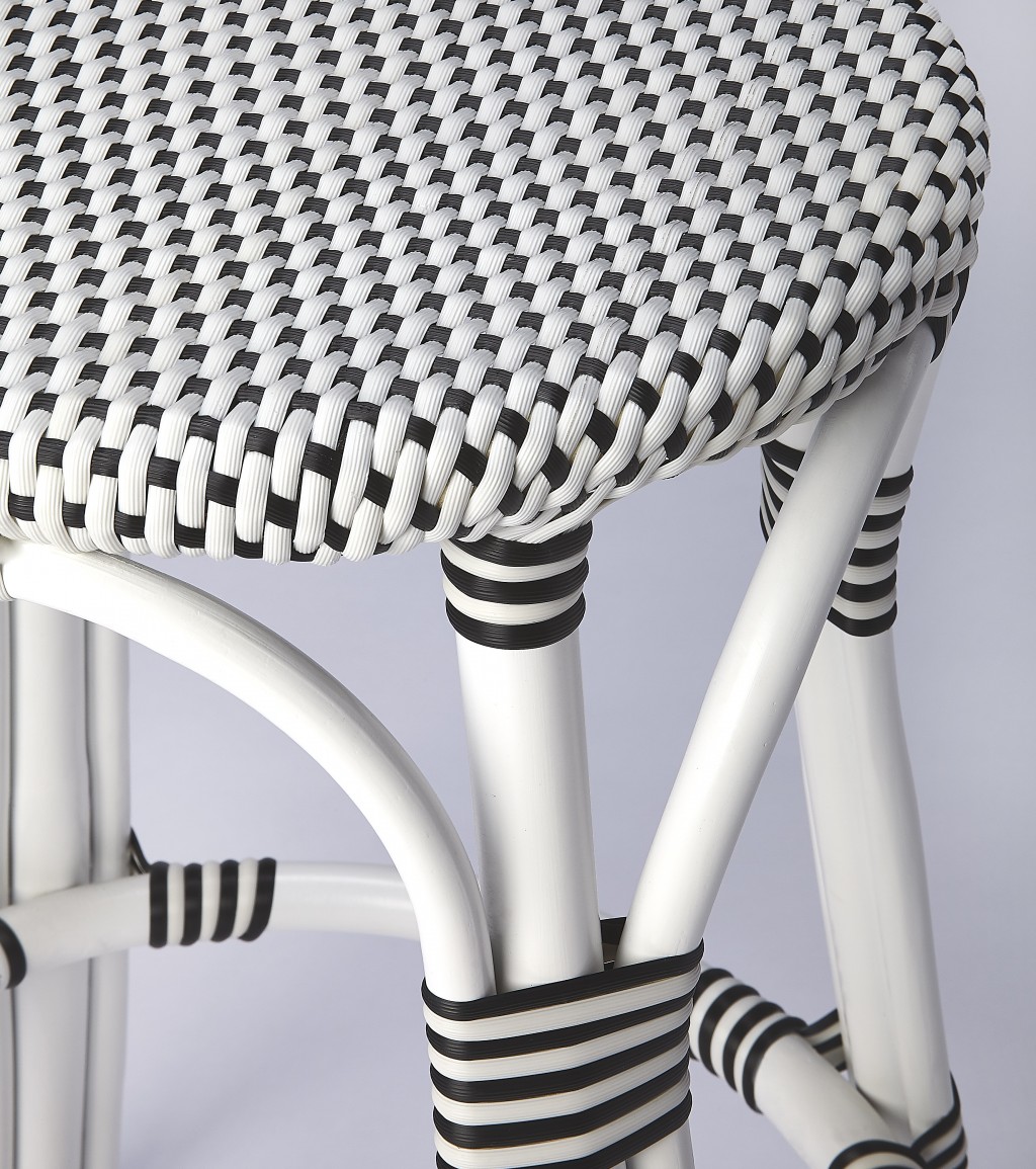 Classic White and Black Rattan Counter Stool
