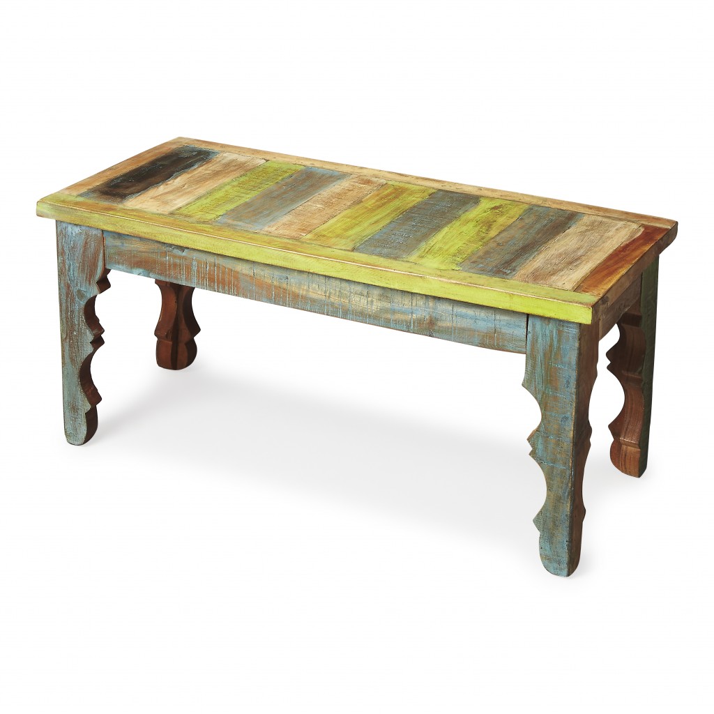 Rustic Multi Color Wood Bench