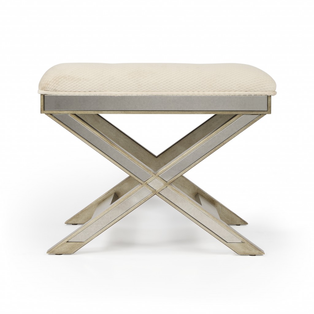 Mirrored X Frame Vanity Stool