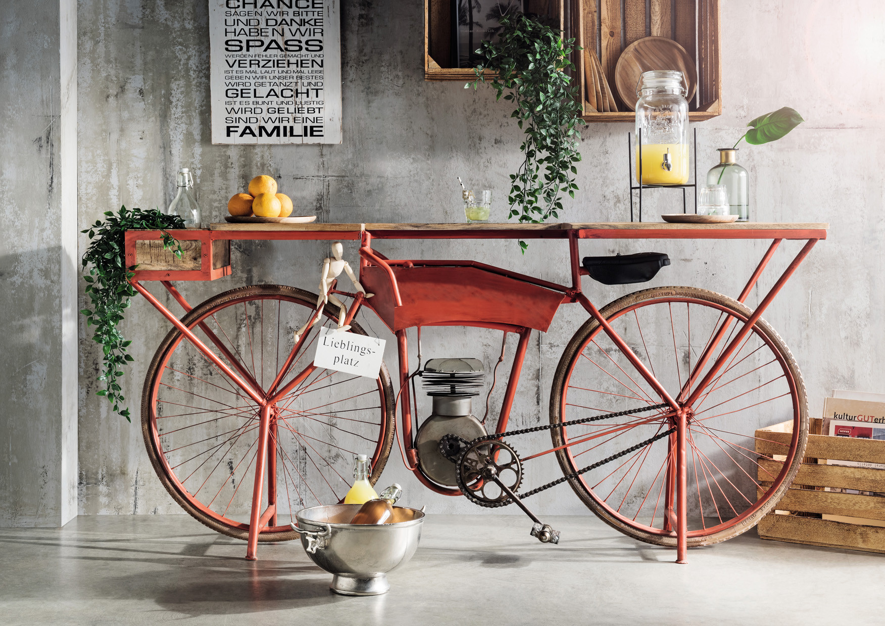 Orange Flying Merkel Motorcyle Bar Cart