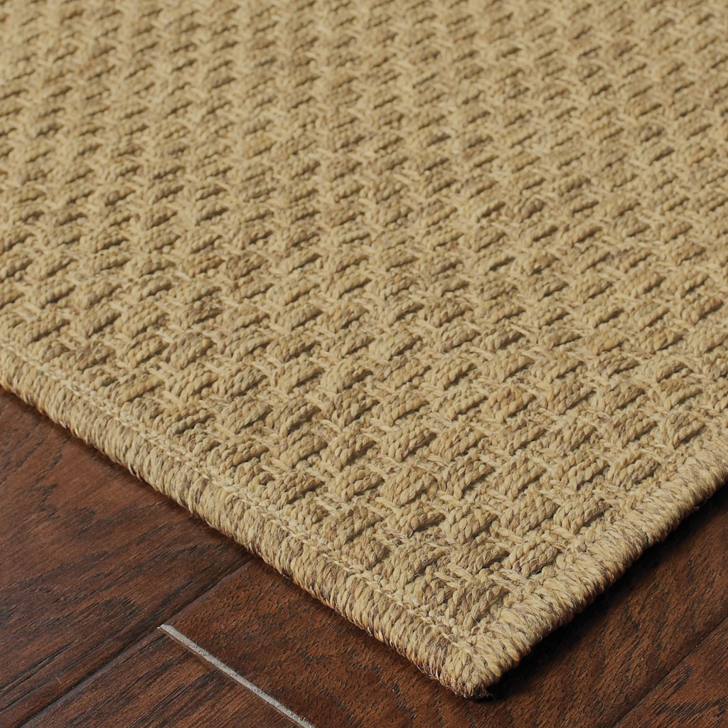 2X8 Solid Tan Indoor Outdoor Runner Rug