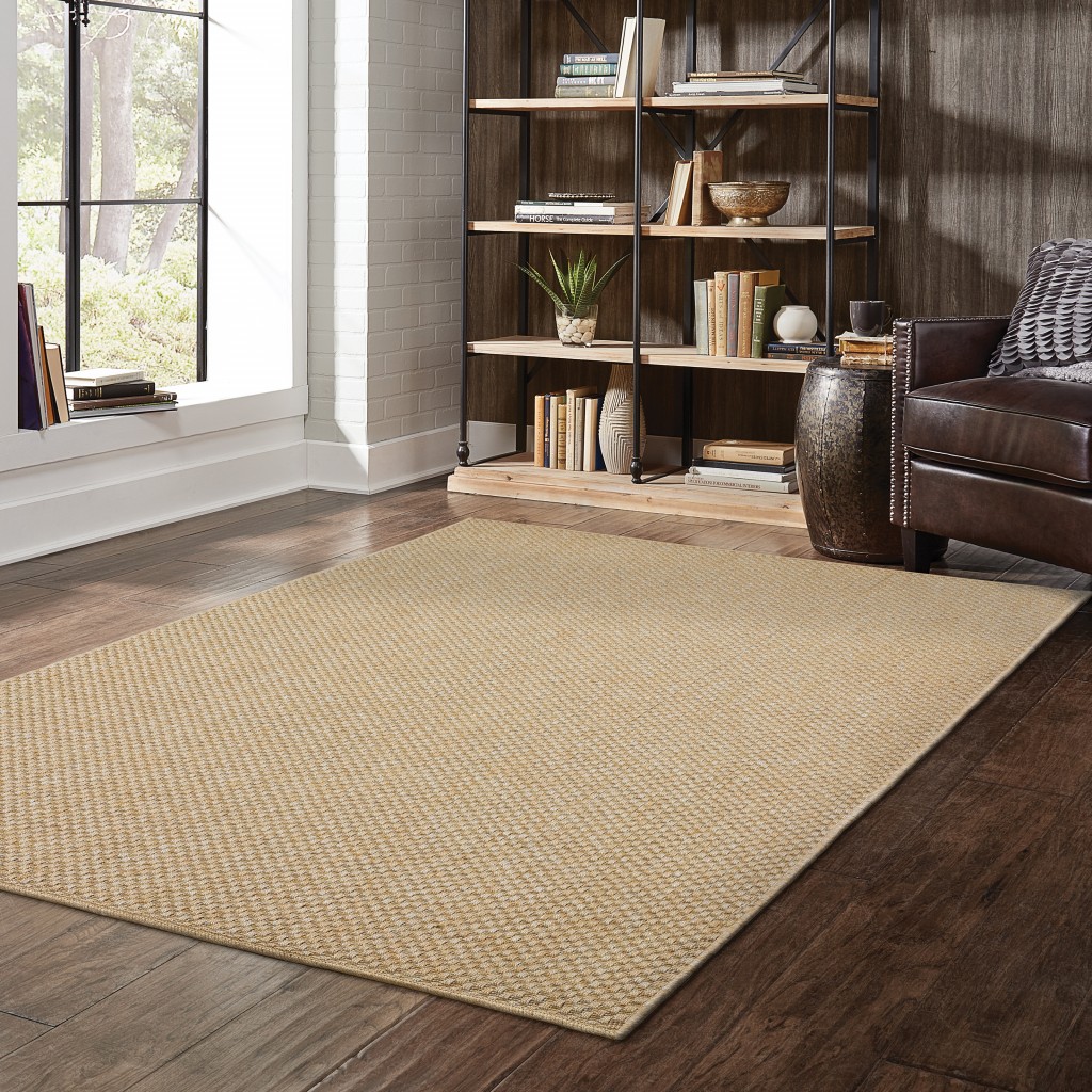 8x11 Solid Sand Beige Indoor Outdoor Area Rug