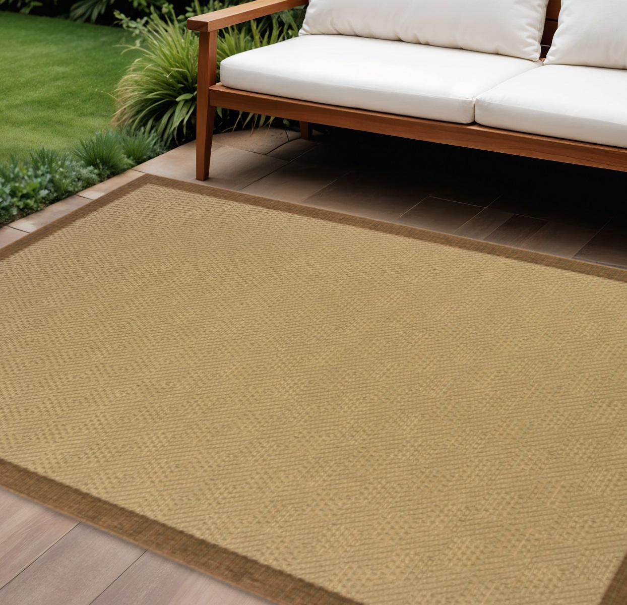 7' X 10' Beige Indoor Outdoor Area Rug-389486-1