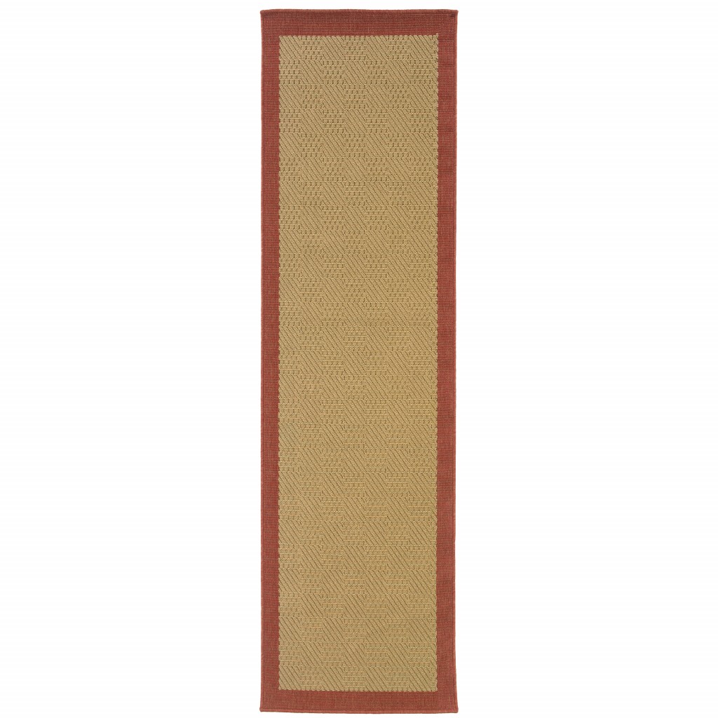 8' Beige Indoor Outdoor Runner Rug-389489-1