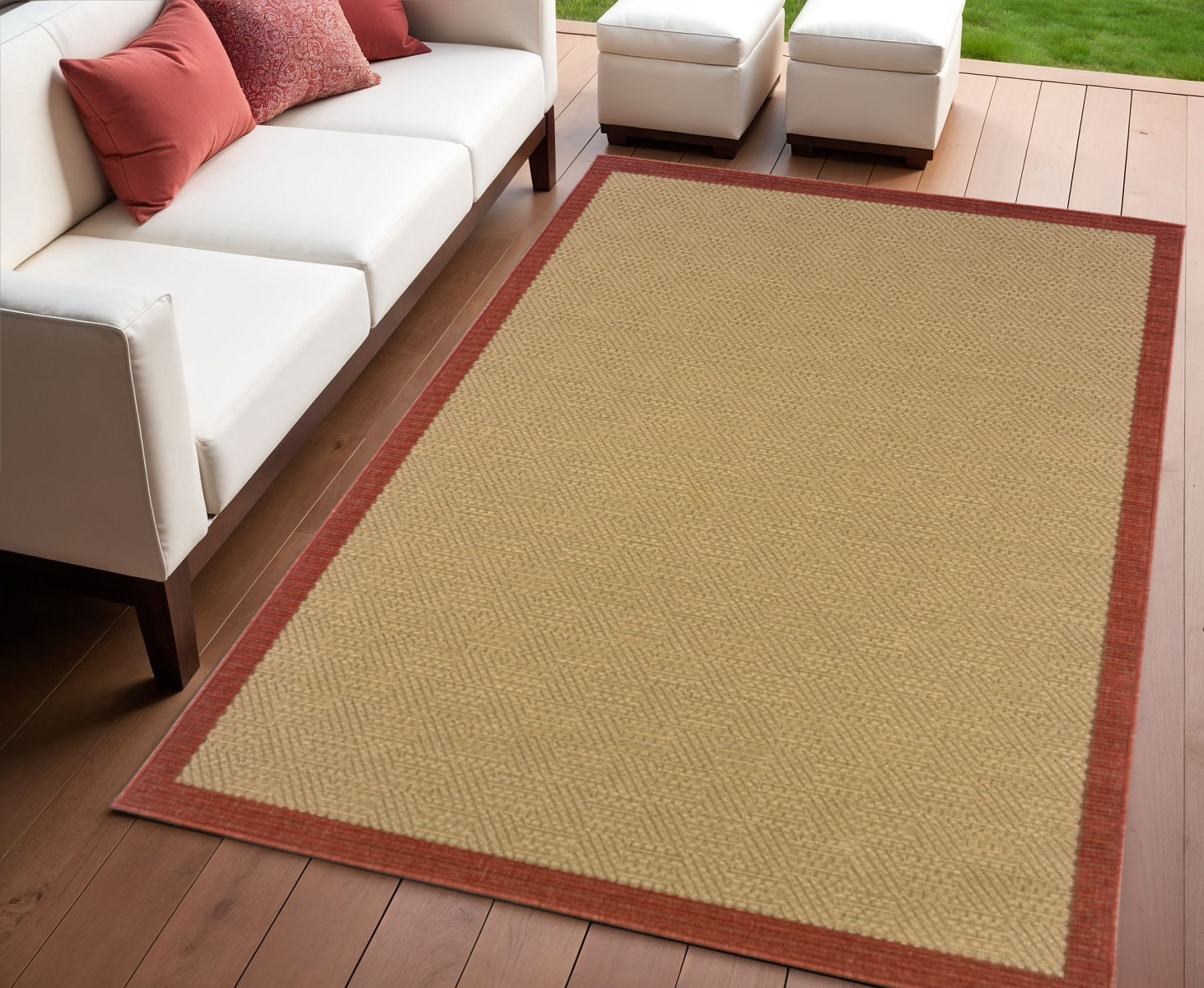 4' X 6' Beige Indoor Outdoor Area Rug-389491-1