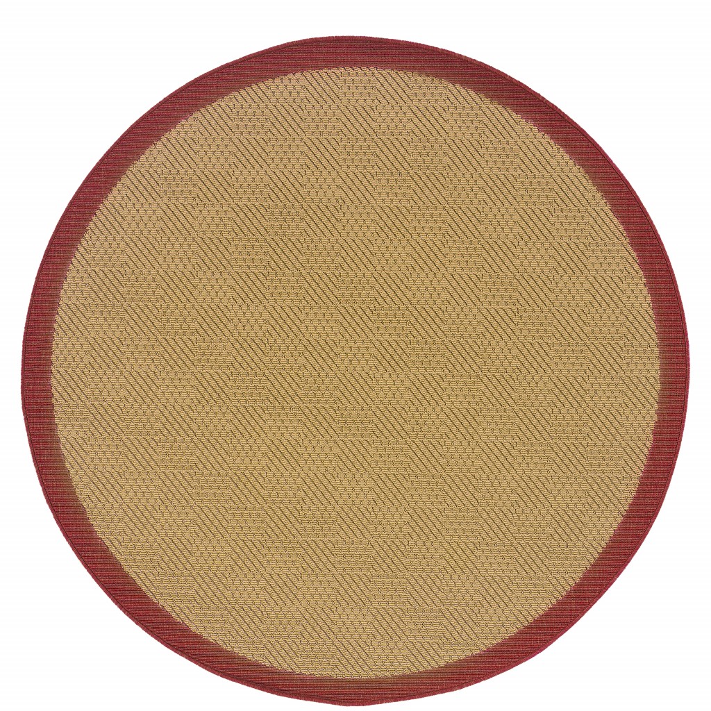 8' X 8' Beige Round Indoor Outdoor Area Rug-389495-1