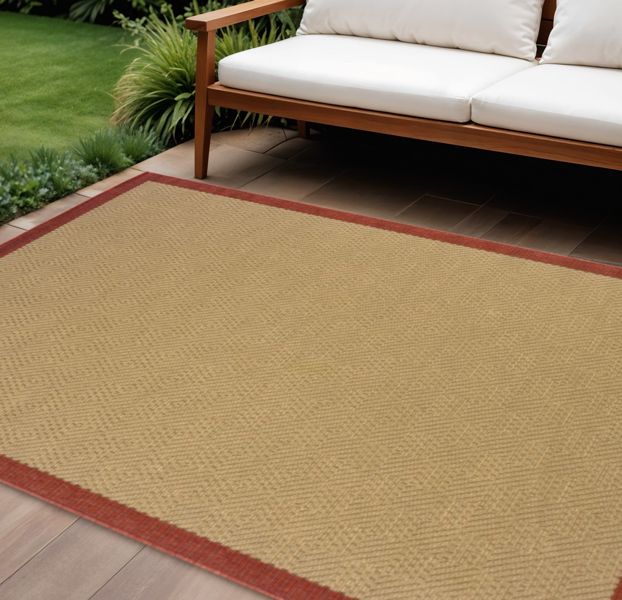 8' X 13' Beige Indoor Outdoor Area Rug-389496-1