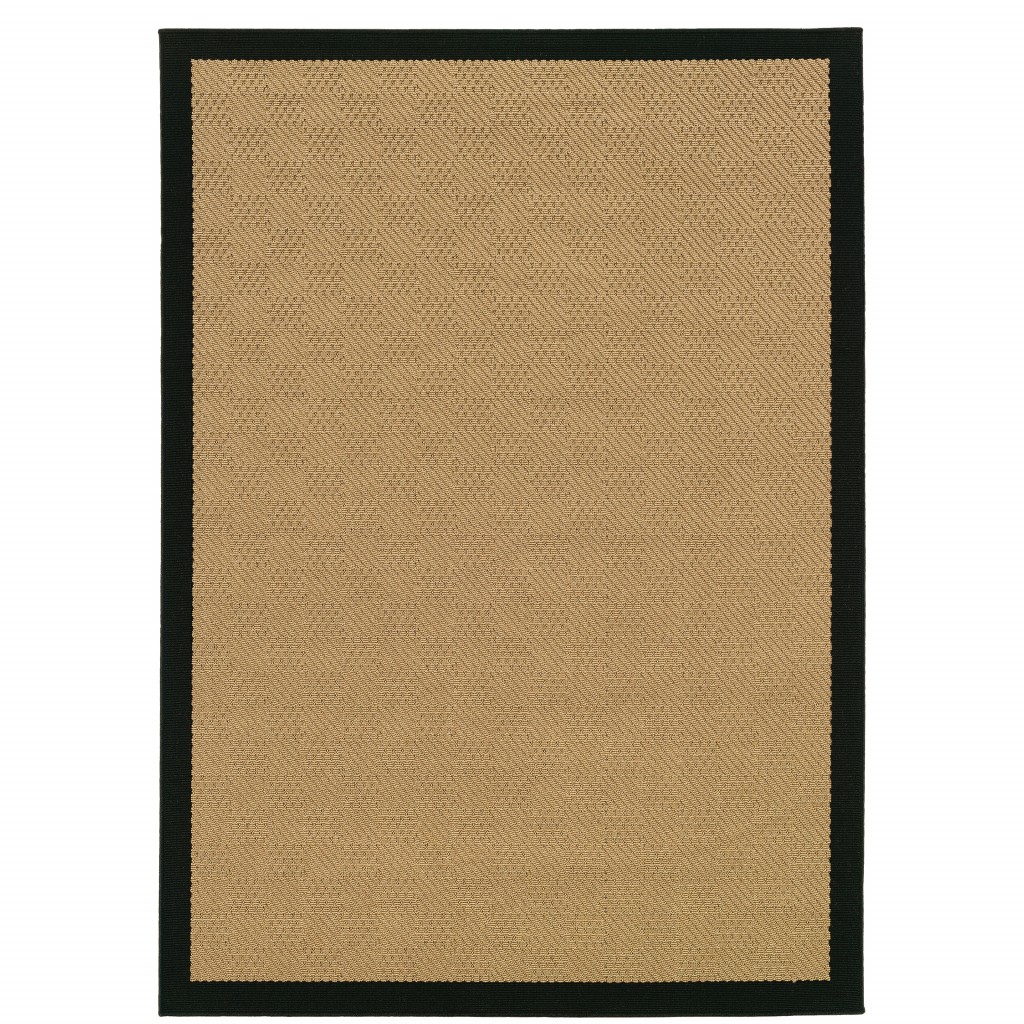 2' X 4' Beige and Black Indoor Outdoor Area Rug-389498-1