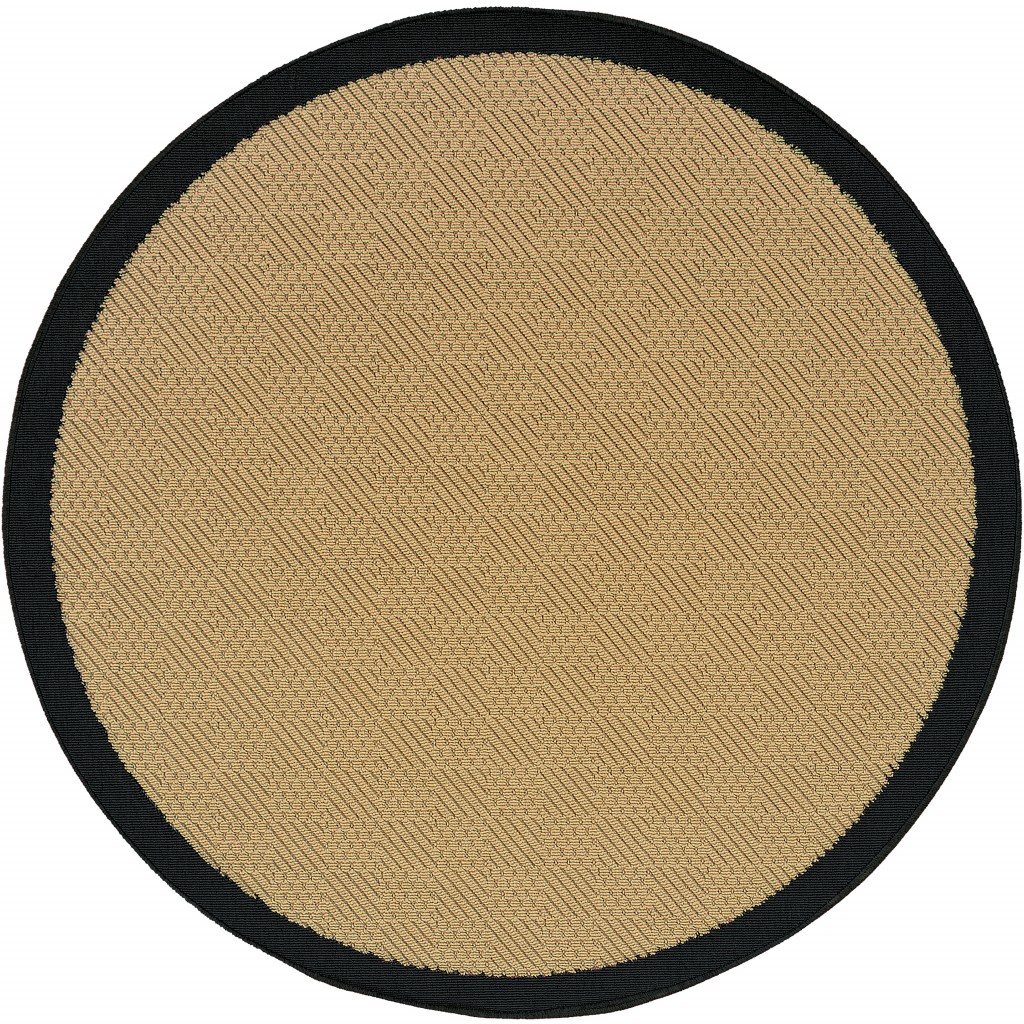 8' X 8' Beige And Black Round Indoor Outdoor Area Rug-389503-1