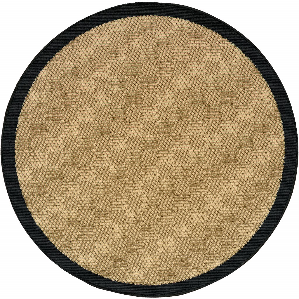 8' x 8' Beige and Black Indoor Outdoor Area Rug-389503-1