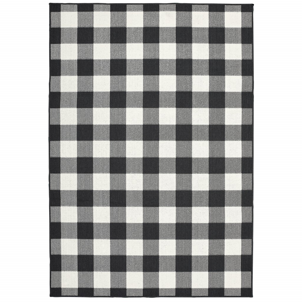 Black and Ivory Indoor Outdoor Area Rug-389523-1