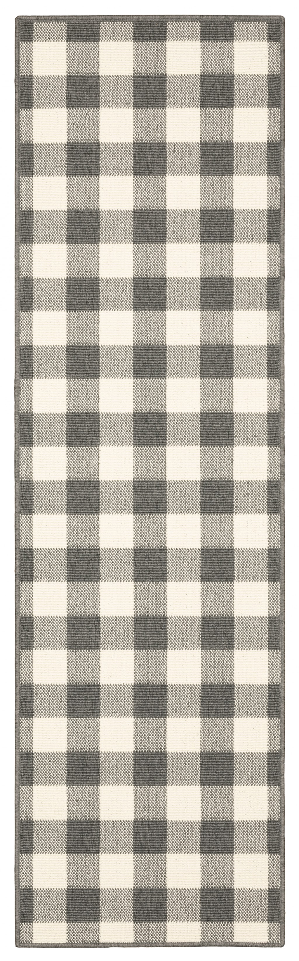 2' X 8' Gray and Ivory Indoor Outdoor Area Rug-389524-1