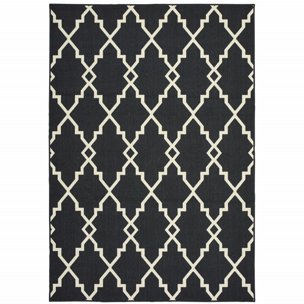 4' x 6' Black and Ivory Indoor Outdoor Area Rug-389532-1