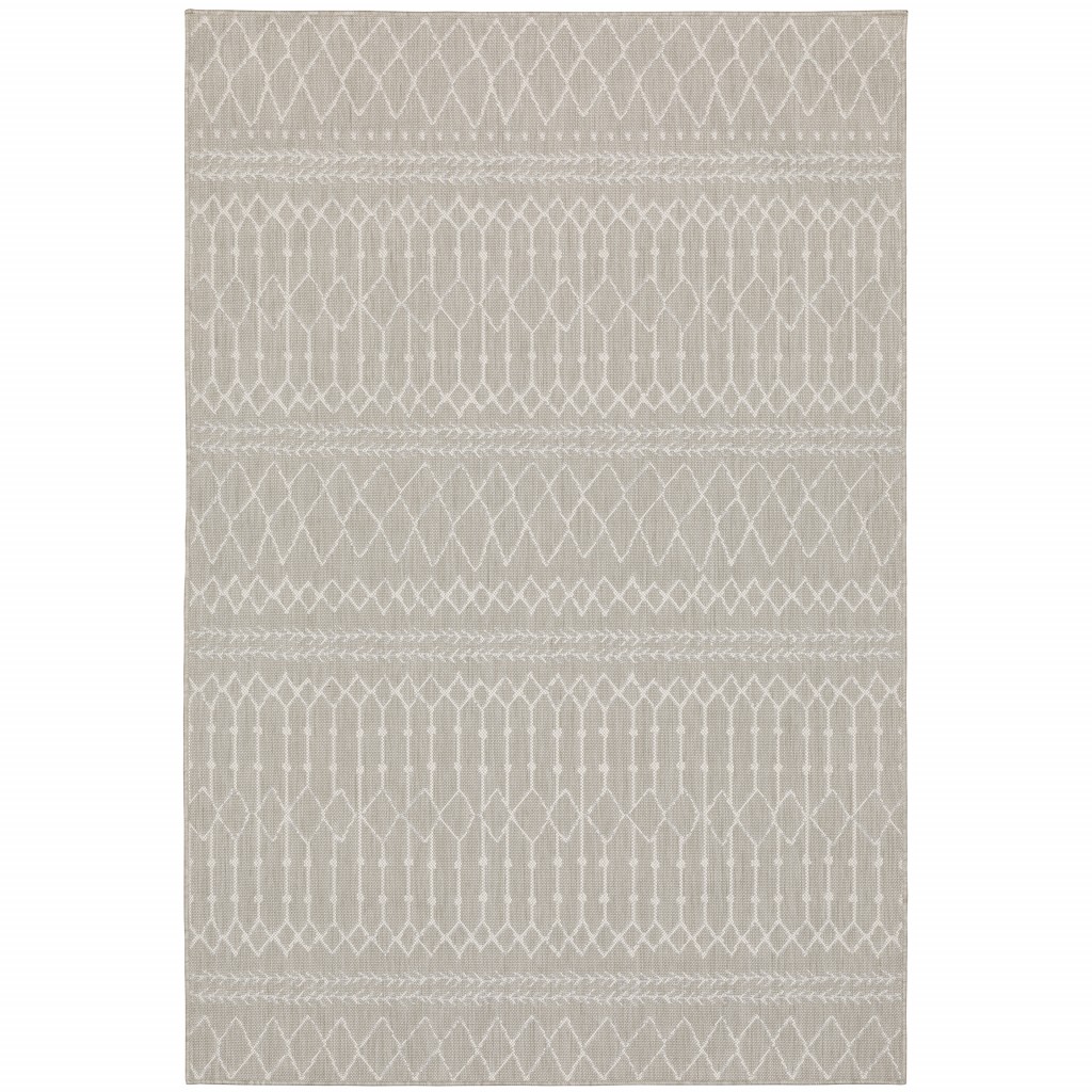 3' X 5' Gray and Ivory Indoor Outdoor Area Rug-389538-1