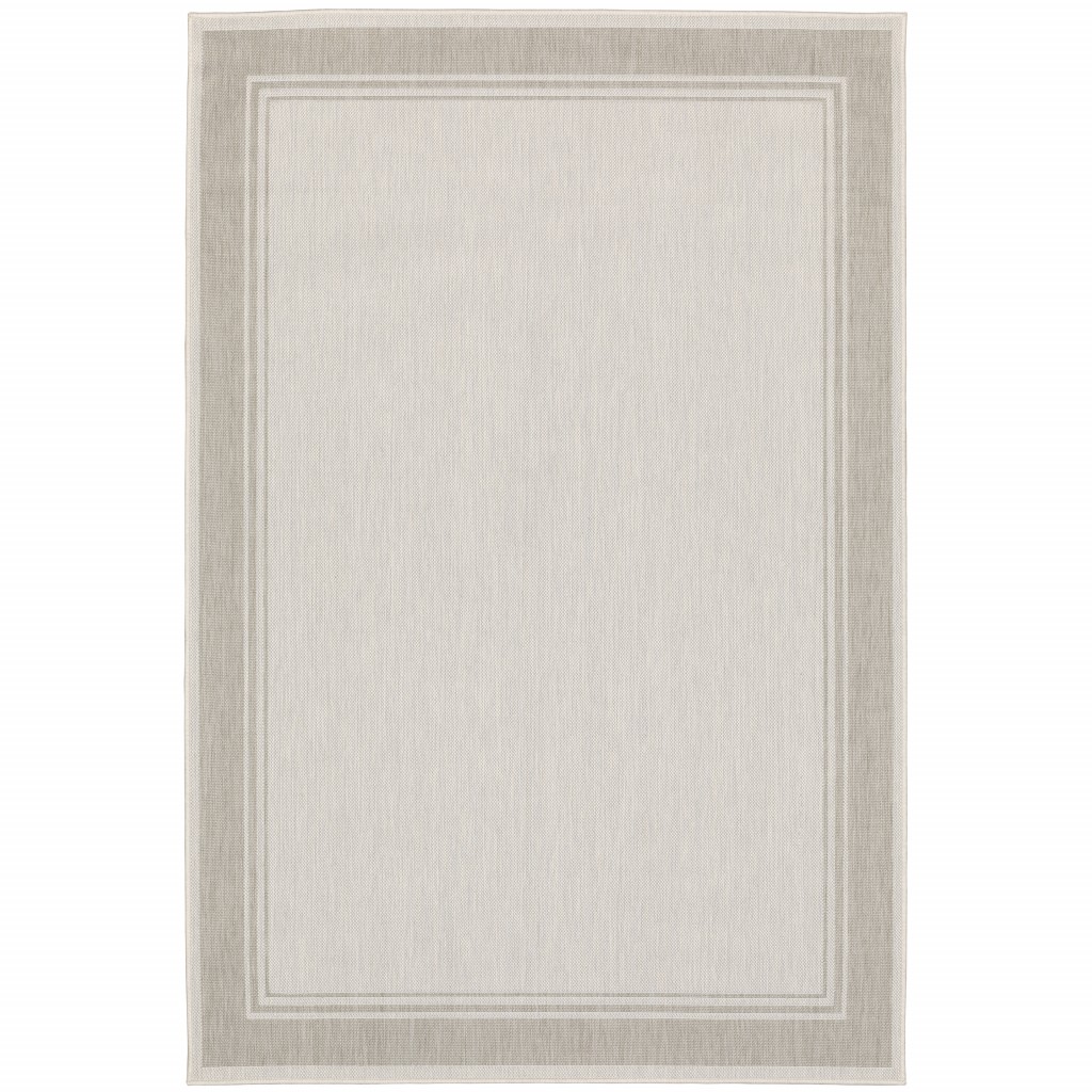 7' x 9' Gray and Ivory Indoor Outdoor Area Rug-389545-1