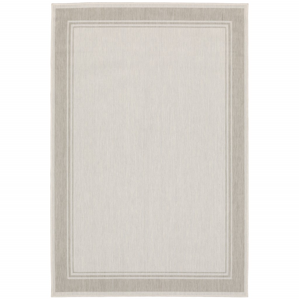 8' X 10' Gray And Ivory Indoor Outdoor Area Rug-389546-1