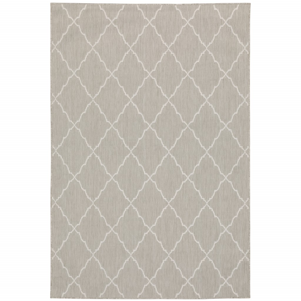 7' X 9' Gray And Ivory Indoor Outdoor Area Rug-389550-1