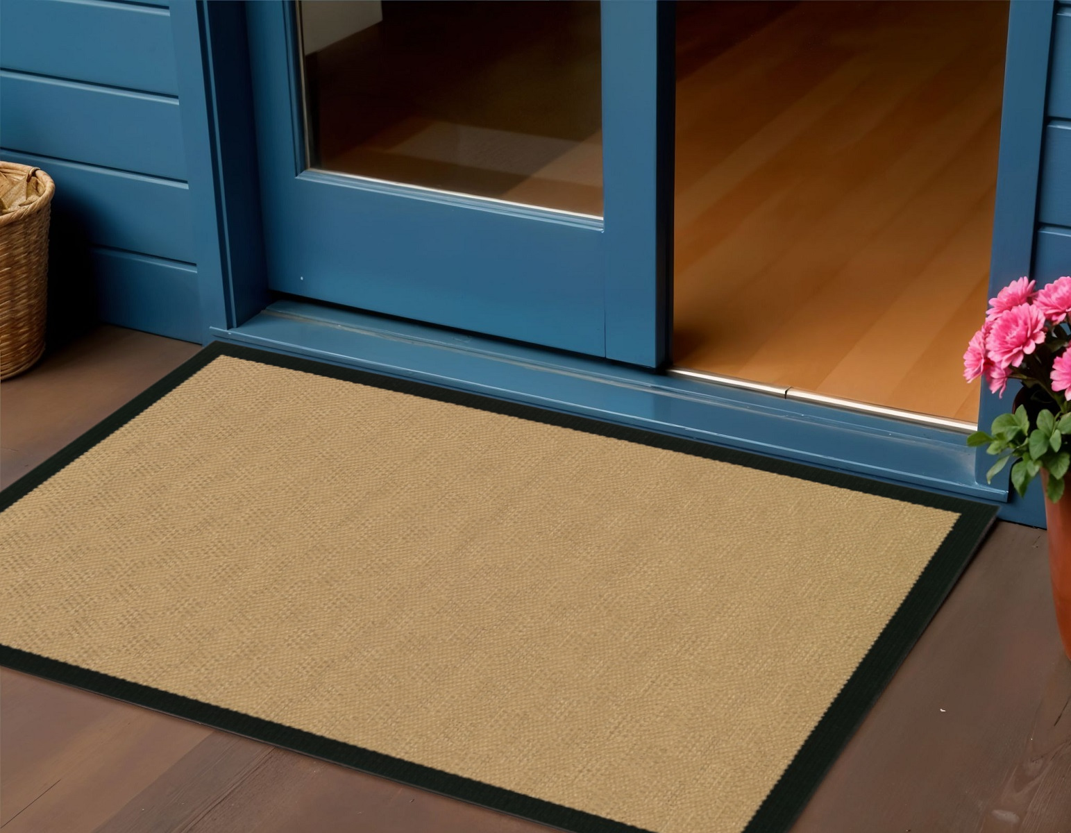 2' X 4' Beige And Black Indoor Outdoor Area Rug-389619-1