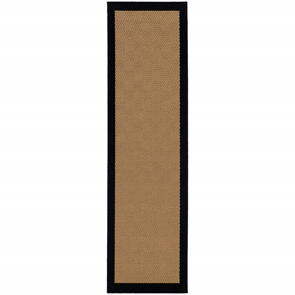 2' x 3' Beige and Black Stain Resistant Indoor Outdoor Area Rug-389620-1