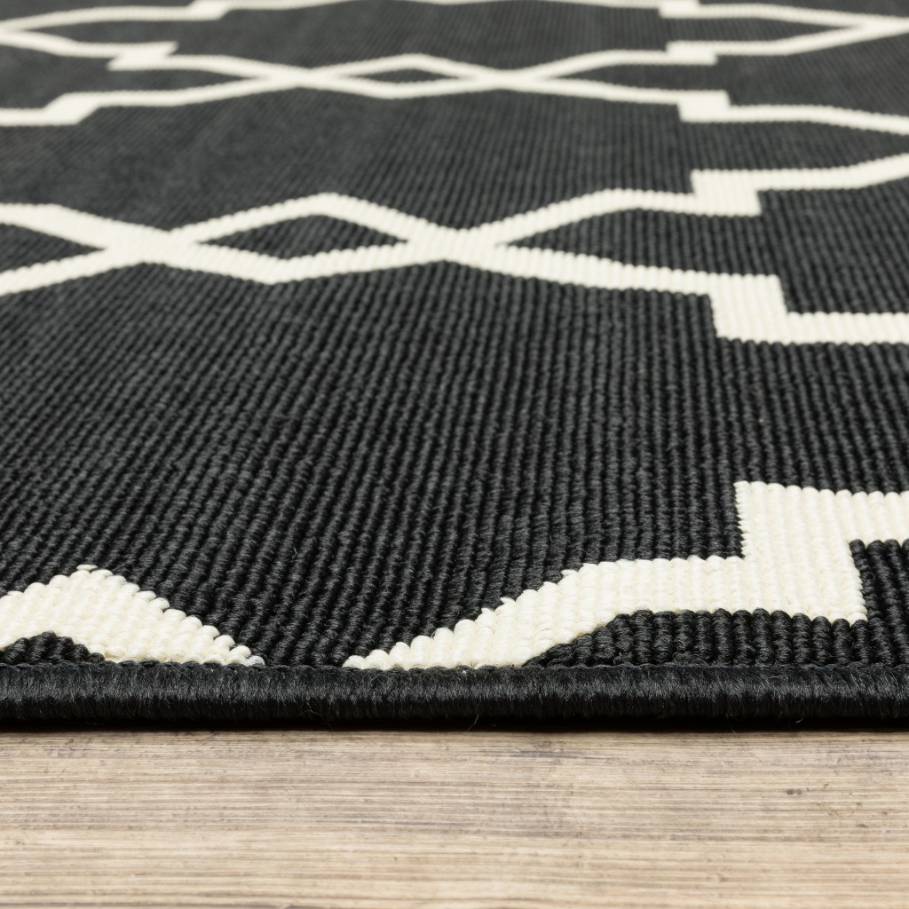 2x4 Black and Ivory Trellis Indoor Outdoor Area Rug