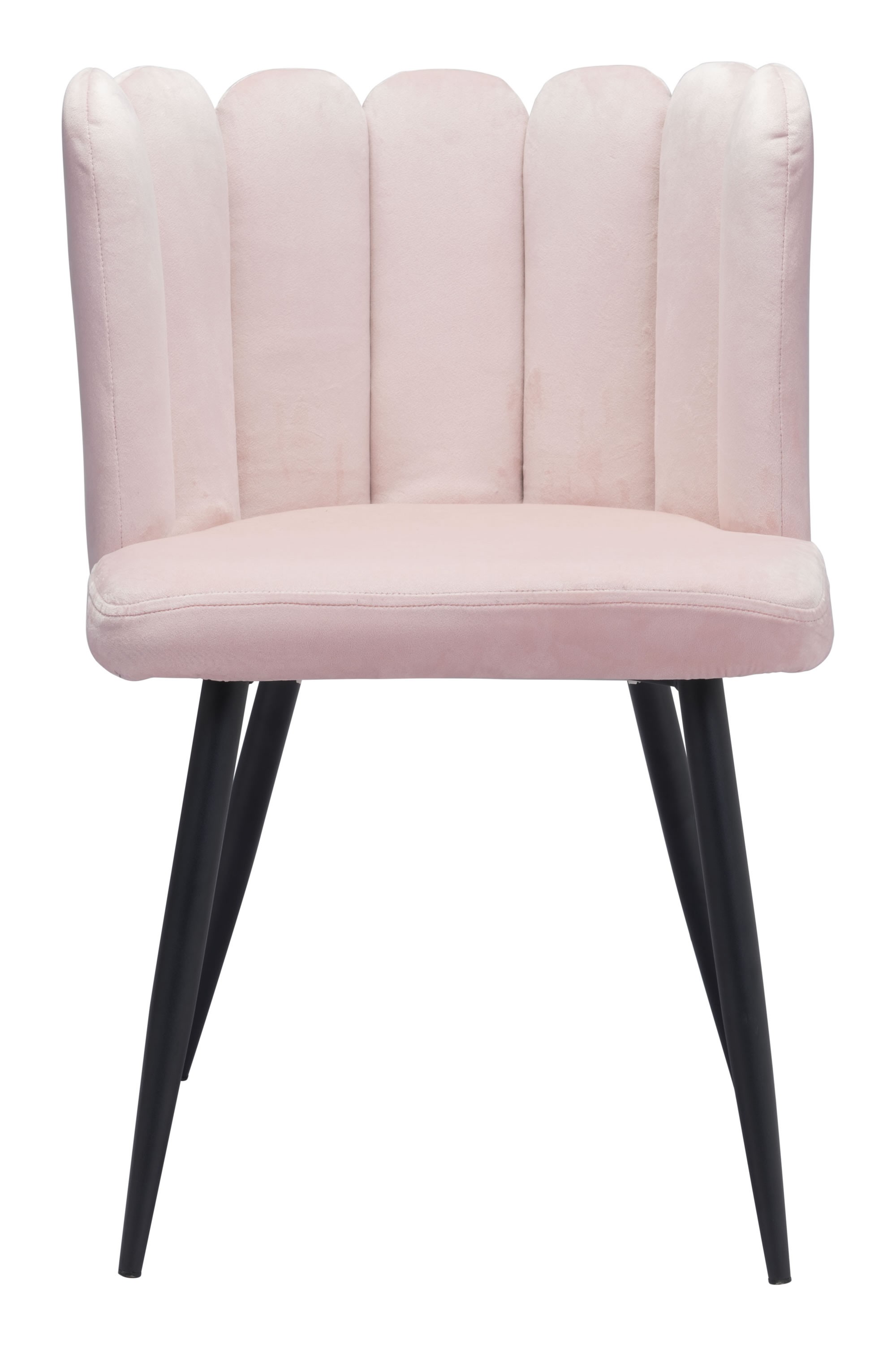 Glam Scallop Pink Velvet and Gold Dining or Accent Chairs Set of 2