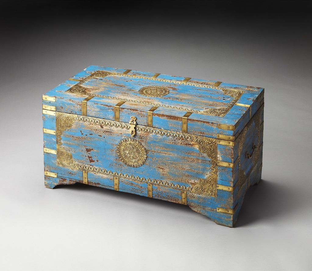 Neela Painted Brass Inlay Storage Trunk