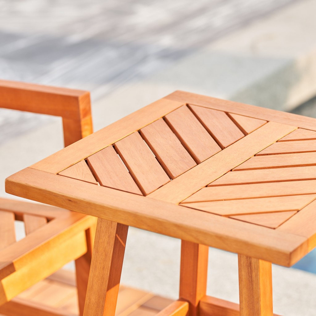 Natural Wood Tall Patio Side Table